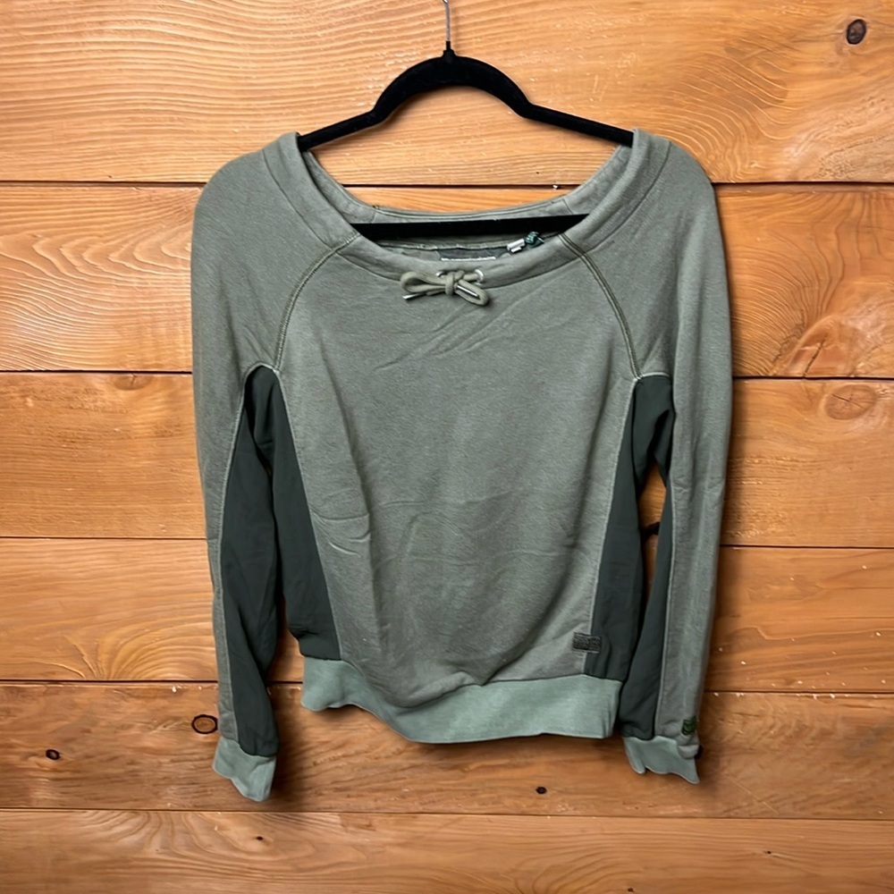 G Star Raw Women Army Green Boat Neck Ribbed Cuff Long Sleeve Ore Sweater XS Y2K
